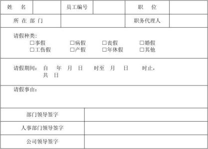 公司员工请假申请书 员工请假申请书范本