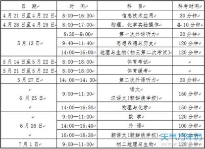 2016中考时间安排表 2016中考时间安排表 中考时间2016具体时间