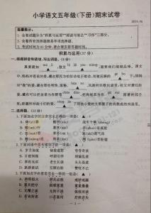 三年级期末语文试卷 小学三年级下册期末语文调研试卷