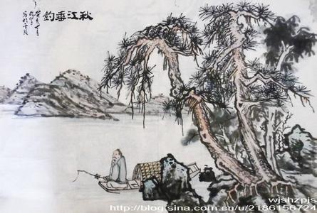 中国画姜太公钓鱼 钓鱼中国画图片