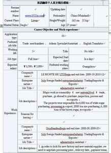 英语个人简历范文 英语的个人简历范文