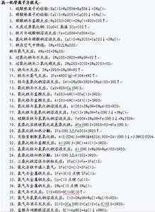 高一化学方程式总结 高一化学粒子方程式总结