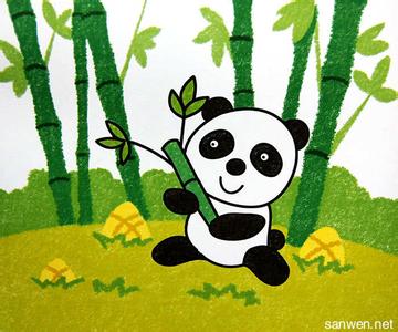 绘画大熊猫在吃竹子 大熊猫吃竹子的图片画 熊猫吃竹子绘画图片