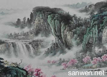 中国画山水画图片大全 彩铅画的中国画山水图片