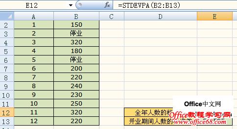 excel计算标准差 excel计算标准差的教程