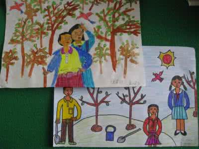 植树节绘画作品 关于植树节的图画_关于植树节的绘画作品