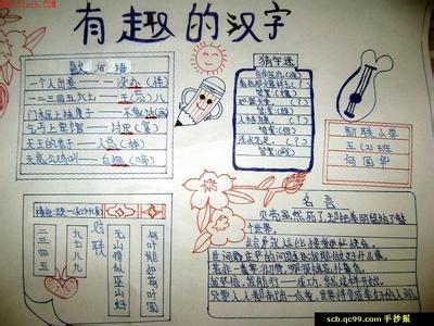 有趣的汉字手抄报资料 五年级语文上册有趣的汉字手抄报资料图片