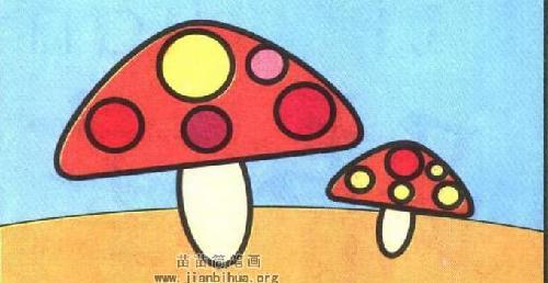 儿童简笔画蘑菇 儿童蘑菇简笔画彩色，儿童简笔画蘑菇房大全