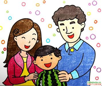 幸福的一家人画画图片 儿童画画幸福一家人图片