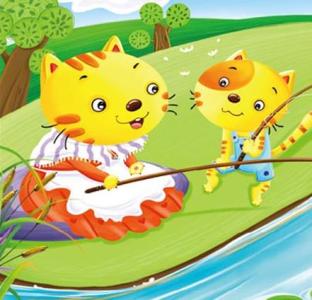 儿童故事小猫钓鱼视频 小猫钓鱼的儿童故事 小猫钓鱼的儿童插画故事