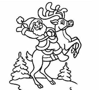 圣诞老人图片简笔画 圣诞老人和小鹿简笔画图片