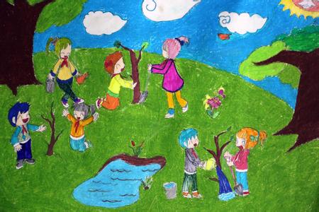植树节绘画作品 关于四年级植树节的画_四年级植树节绘画作品图片