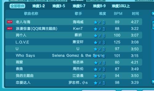 qq炫舞歌曲列表大全 qq炫舞背景歌曲列表