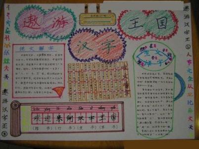 遨游汉字王国手抄报 小学五年级上册的汉字王国手抄报模板