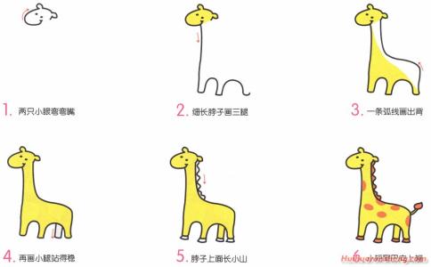 长颈鹿简笔画步骤 长颈鹿的简笔画法步骤