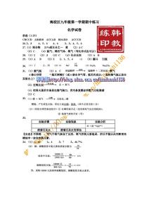 九年级上化学期中试卷 九年级化学第一学期期中试题