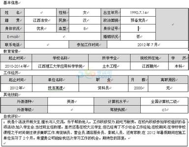 土木工程专业简历模板 土木工程专业英文简历模板