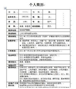 护士求职简历模板范文 护士简历表格范文 护士个人求职简历表格范文