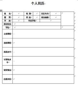 word个人简历空白表格 个人简历表格下载word格式免费下载 个人简历空白表格下载word