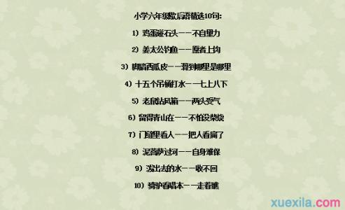 歇后语大全小学六年级 小学六年级的歇后语有哪些