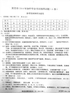 2016莱芜数学中考试题 2016年莱芜中考地理模拟试题及答案