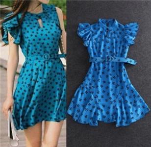 钩针杯套扇形网花图解 【女款系列】天蓝色钩针扇形花飞袖小开衫