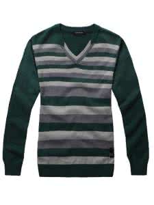 棒针编织风车花套头衫 棒针编织----两款男士彩条套衫