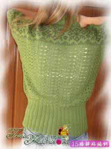 长袖蝙蝠衫的织法图解 钩织结合提花式蝙蝠衫的织法图解