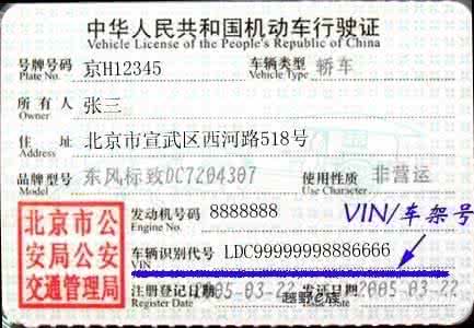 身份证号码查汽车票 汽车VIN号 ~ 车辆的身份证号码