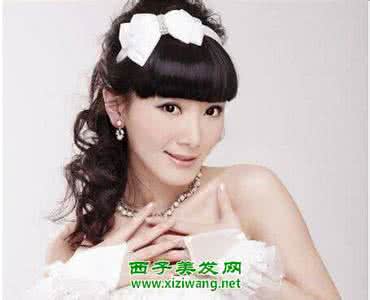 齐刘海新娘发型 齐刘海新娘造型 时尚简约的新娘齐刘海发型图片