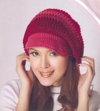 贝雷帽的各种钩针钩法 钩针编织----加帽檐的贝雷帽
