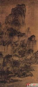 关仝山溪待渡图 关仝《山溪待渡图》-五代画家关仝水墨山水画高清大图赏析