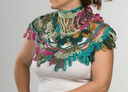 钩编长围巾梅花图钩法 钩编----花饰围巾