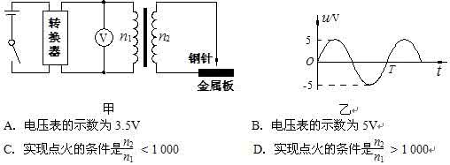 如图所示 图1表示0 如图甲所示 图甲示为一理想变压器，ab为原线圈，ce为副线圈，d为副线圈引出的一个接头，原线圈输入正弦式交变电压