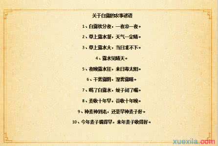 白露农事 关于白露的谚语（农事）