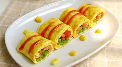 奶酪鸡蛋卷 香辣口水鸡,玉米奶酪蔬菜蛋卷