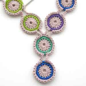 钩针孔雀花样图解教程 钩针：项链“孔雀的眼睛”