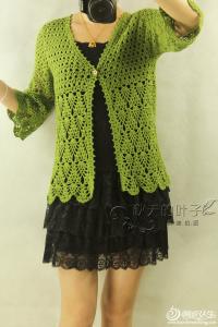 粉色七分袖开衫的编织 【钩针】绿萝花--七分袖应季开衫（有图解）