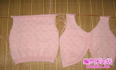 开衫翻领圆角的织法 转女童粉色针织短袖圆角小开衫