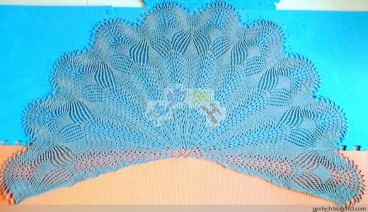 一片式棒针披肩图解 丝麻季节----棒针羽毛披肩