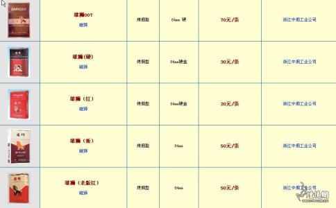 钻石香烟价格表图 钻石香烟价格表图 钻石香烟价格