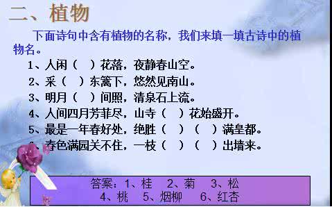 小学语文诗句分类 小学语文古诗分类
