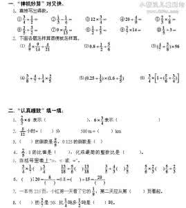 小学数学六年级上册期末总复习练习卷（1）