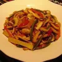 鸡蛋柿子炒面 豆腐干柿椒炒面