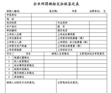 所得税核定征收鉴定表 企业所得税核定征收鉴定表 企业所得税核定征收鉴定表如何填写