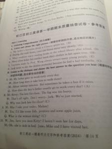 初三英语完形填空训练 2014-2015初三英语第六次限时训练(word版有答案)