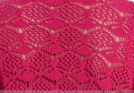 钩玫瑰网格开衫图解 玫红编织开衫(图解)