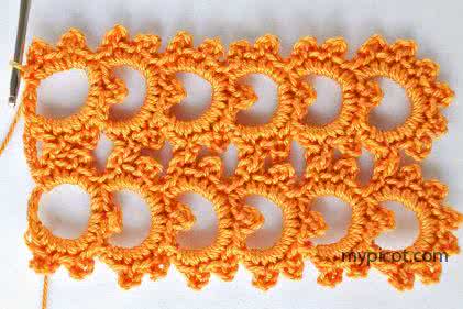 钩针一线连花样图解 一线连钩针图案“环”的钩法步骤