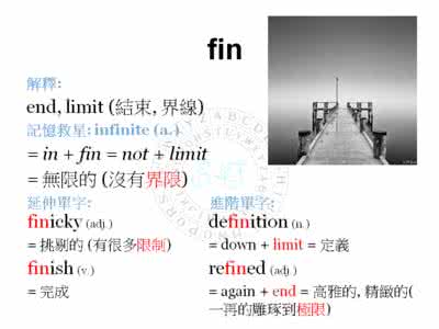 fin词根 词根fin家族：confine，define，finite