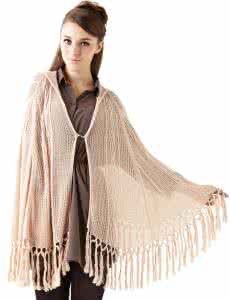 披肩围巾的各种织法 围巾·披肩 漂亮的棉麻毛衣披肩织法